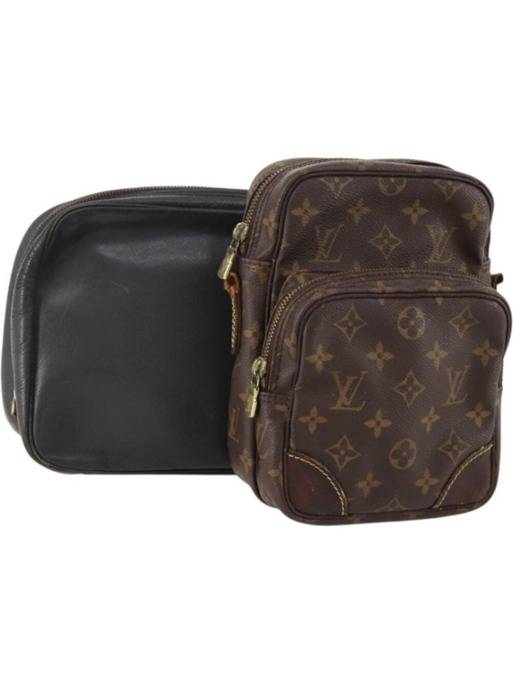 LOUIS VUITTON Monogram Taiga Clutch Bag 2 Set Ardoise